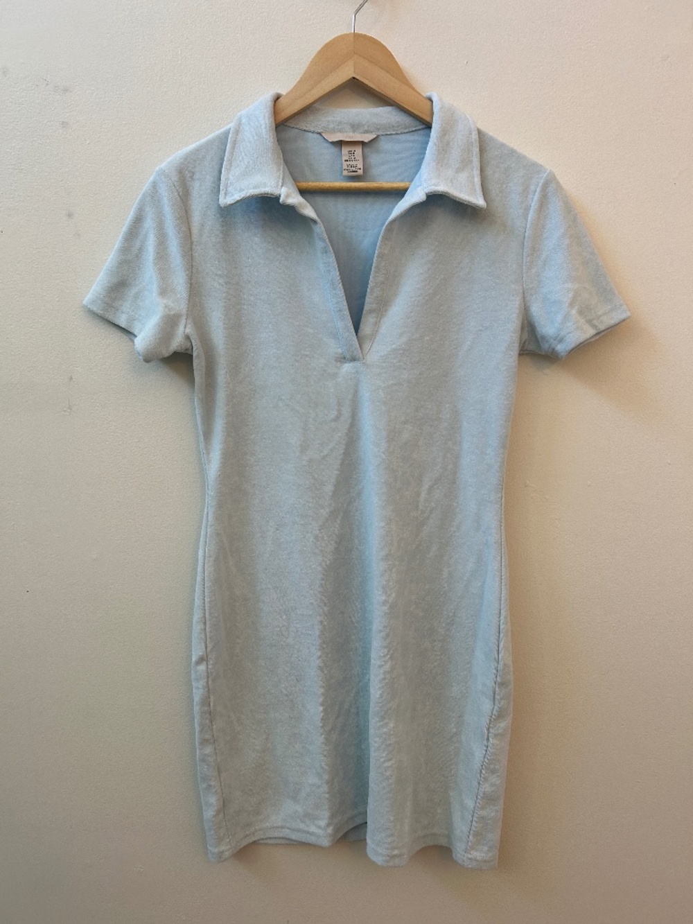 H&M Light Blue Terry Cloth Polo Bodycon Dres - Picture 2 of 5
